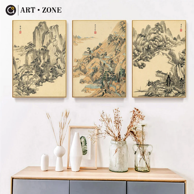 ART ZONE Chinese Retro Landscape Painting Classical Abstract Art Painting Home Living Room Decor Art Wall Poster Picture
ART ZONE Chinese Retro Landscape Painting Classical Abstract Art Painting Home Living Room Decor Art Wall Poster Picture