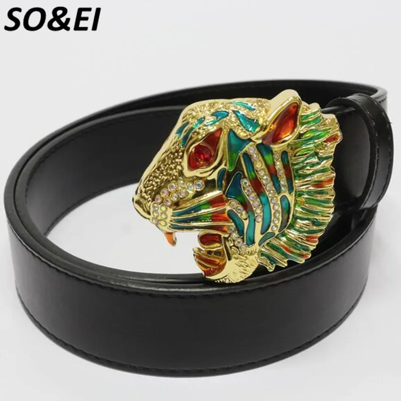 SOEI Men Belt Of Tiger Print Tiger Head Design Buckle Black Leather Belts For Women&Men Jeans Pants Belt Gift Party&Street Belt
SOEI Men Belt Of Tiger Print Tiger Head Design Buckle Black Leather Belts For Women&Men Jeans Pants Belt Gift Party&Street Belt