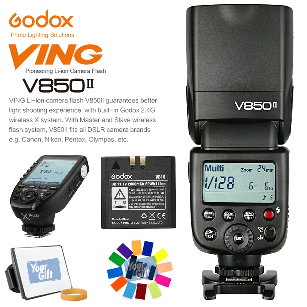 Godox V850II GN60 HSS 1/8000 s Speedlite 2.4g беспроводное устройство X Системы с литиевая батарея +