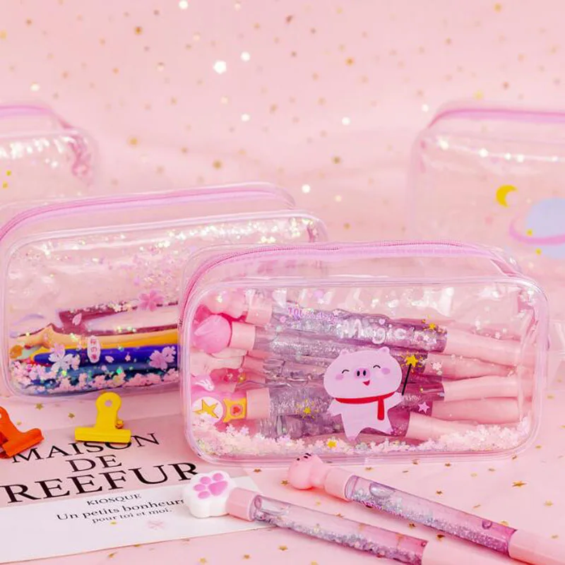 Cute Pencil Case Girl Heart Into The Oil Sequins Sandpaper Bag Kawaii Creative Transparent Large Capacity Storage Cosmetics Bag
Cute Pencil Case Girl Heart Into The Oil Sequins Sandpaper Bag Kawaii Creative Transparent Large Capacity Storage Cosmetics Bag