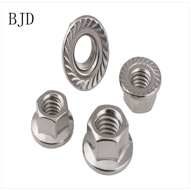 100PCS M3 3mm nut M4 M5 M6 M8 Metric thread 304 Stainless Steel Hex Flange Nuts | Обустройство дома