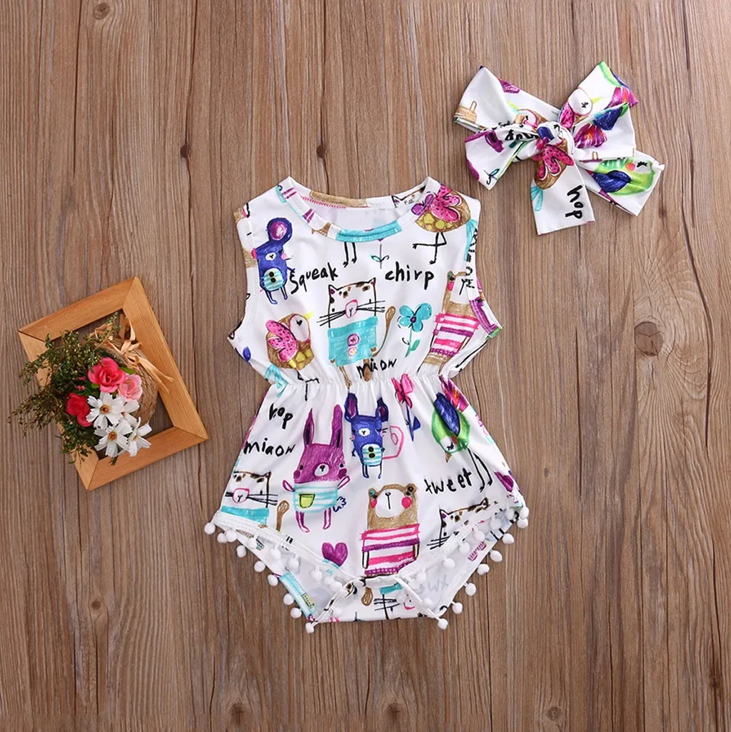 Baby rompers Baby Summer Clothes Outfits Toddler Baby Sleeveless Shell Cartoon Animal s +Headbands Set Outfit vetement
Baby rompers Baby Summer Clothes Outfits Toddler Baby Sleeveless Shell Cartoon Animal s +Headbands Set Outfit vetement