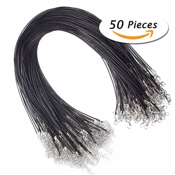 

50Pcs/set 18" Black Leather Braided Wax Cord Necklace with Lobster Clasps for DIY Jewelry Making #241339