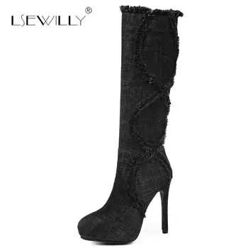 Lsewilly Knee High Boots for Women Blue Denim Pointed toe High Heel Shoes Stiletto Heels Platform Shoes Warm Winter Boots S918
Lsewilly Knee High Boots for Women Blue Denim Pointed toe High Heel Shoes Stiletto Heels Platform Shoes Warm Winter Boots S918
