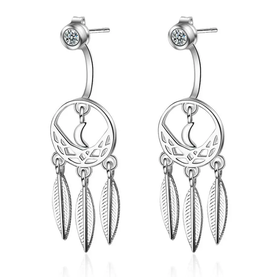Fashion 925 Sterling Silver Moon Dream Catcher Stud Earrings For Women Vintage Sterling Silver Feather Tassels Jewelry
Fashion 925 Sterling Silver Moon Dream Catcher Stud Earrings For Women Vintage Sterling Silver Feather Tassels Jewelry