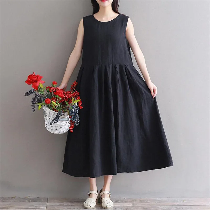 2019 Summer Elegant O-Neck Sleeveless Work Maxi Vest Tank Dress Beach Cotton Linen Casual Long Vestido Women Large Size M-7XL
2019 Summer Elegant O-Neck Sleeveless Work Maxi Vest Tank Dress Beach Cotton Linen Casual Long Vestido Women Large Size M-7XL