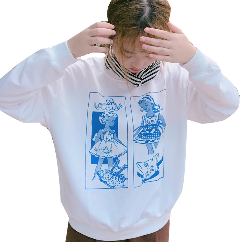 2018 Women Korean Cute Cartoon Playful Printing Loose Students Svitshot Female Korean Kawaii Pullover Sweatshirt For Women
2018 Women Korean Cute Cartoon Playful Printing Loose Students Svitshot Female Korean Kawaii Pullover Sweatshirt For Women