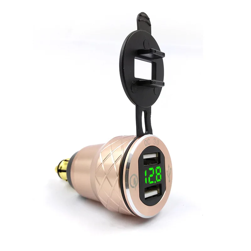 Gold Aluminum Alloy Quick Charge 3.0 Dual USB charger for BMW Motorcycle Triumph Tiger Ducati Voltmeter QC3.0 DIN Socket to USB
Gold Aluminum Alloy Quick Charge 3.0 Dual USB charger for BMW Motorcycle Triumph Tiger Ducati Voltmeter QC3.0 DIN Socket to USB