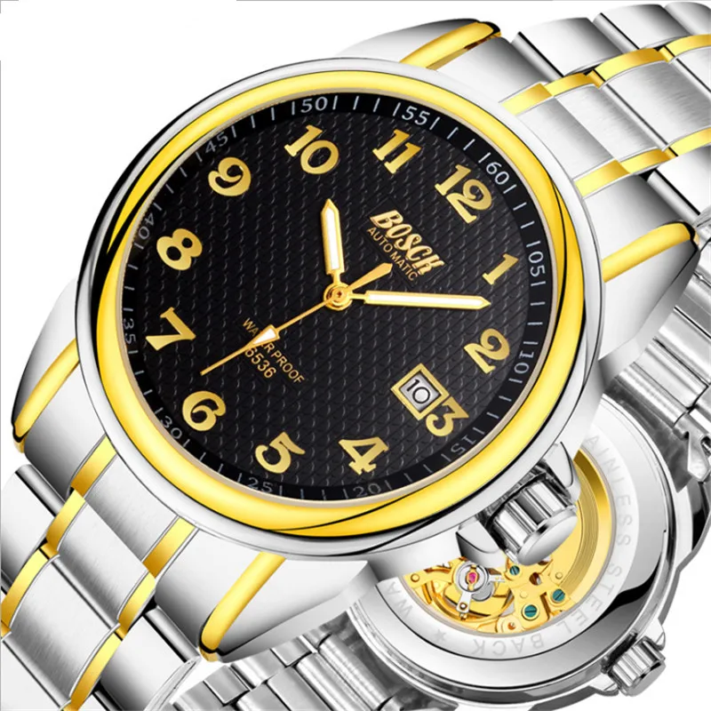 Men's watch male automatic mechanical watch waterproof fashion leisure watch business steel belt men's watch.63