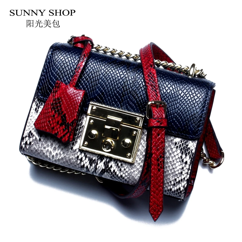 SUNNY SHOP Genuine Leather Women Bag With Curb Chain Fashion Serpentine Small Gold Color Chain Shoulder Bag Summer Crossbody Bag
SUNNY SHOP Genuine Leather Women Bag With Curb Chain Fashion Serpentine Small Gold Color Chain Shoulder Bag Summer Crossbody Bag