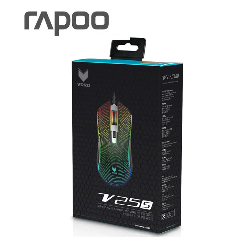 

New Rapoo V25S 7000 DPI 7 Programmable Buttons Optical Sensor P3320 RGB Backlight Optical Gaming Mouse for Professional Gamer