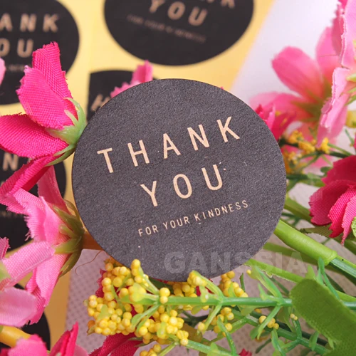 

100pcs/lot Dia 4cm Black color kraft paper stickers Thank you series Gift seal sticker Bakery zakka Packing label (ss-1452)