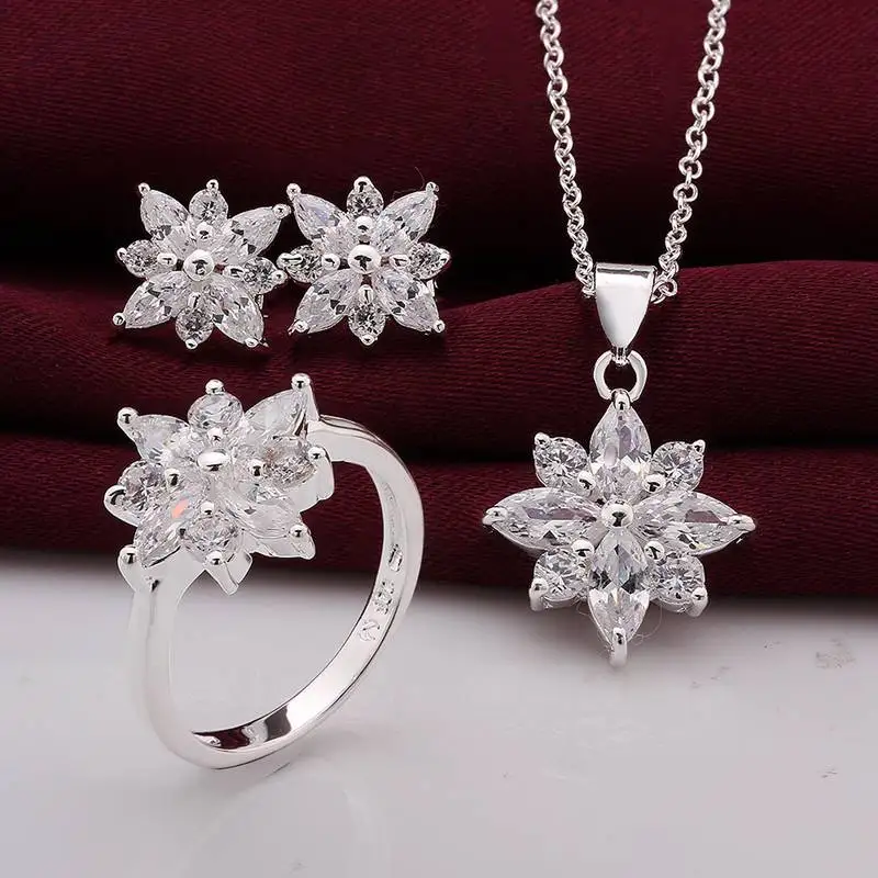 925 sterling silver jewelry,925 silver fashion jewelry Crystal snowflake necklace&earrings&ring jewelry sets for women SS747
925 sterling silver jewelry,925 silver fashion jewelry Crystal snowflake necklace&earrings&ring jewelry sets for women SS747