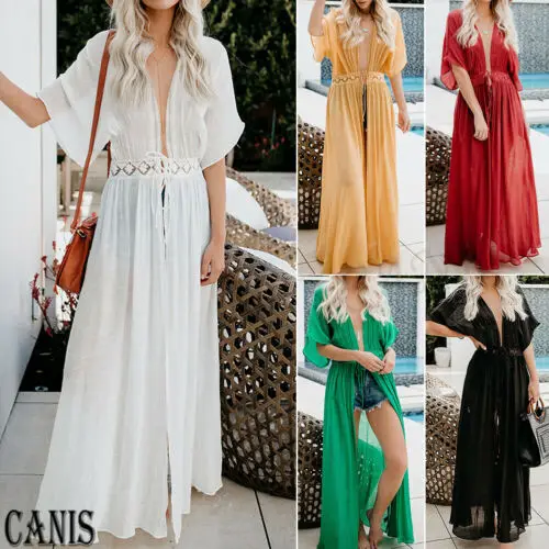 See-through Summer Beach Women Boho Bikini Cover Up Kimono Cardigan Maxi Dress Woman Half Sleeve Lacing Long Loose Sundress 2019
See-through Summer Beach Women Boho Bikini Cover Up Kimono Cardigan Maxi Dress Woman Half Sleeve Lacing Long Loose Sundress 2019