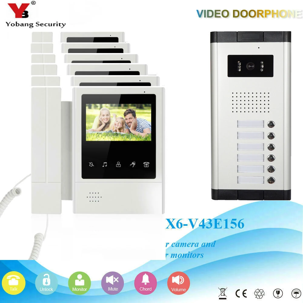 Yobang Security Visual Home Video Intercom 4.3 Inch Video Doorbell Door Phone Unlock Intercom Speakephone System 6 Apartment
Yobang Security Visual Home Video Intercom 4.3 Inch Video Doorbell Door Phone Unlock Intercom Speakephone System 6 Apartment