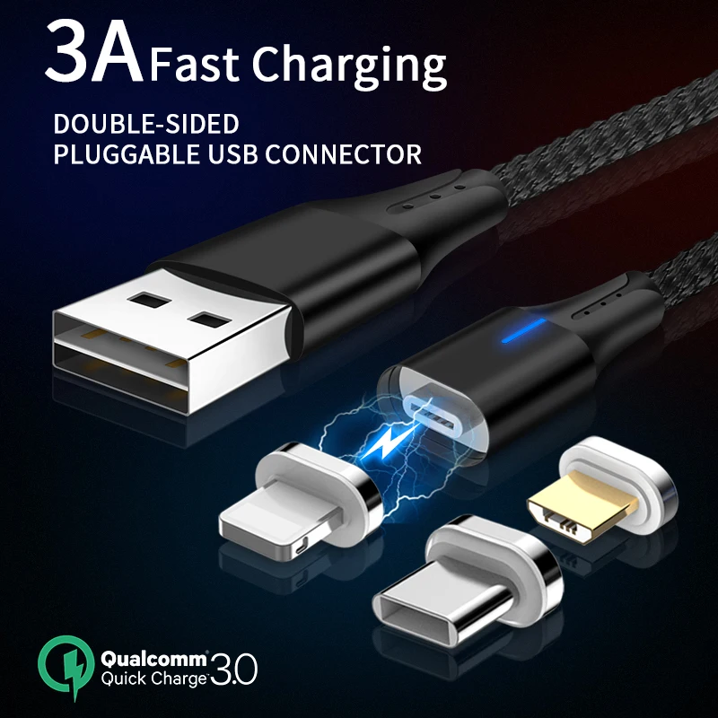 3A Fast Charging Magnetic USB Cable 1M 2M Micro USB Type C Lighting Cable Magnetic Charger Phone Cable Support Data Transmit
3A Fast Charging Magnetic USB Cable 1M 2M Micro USB Type C Lighting Cable Magnetic Charger Phone Cable Support Data Transmit