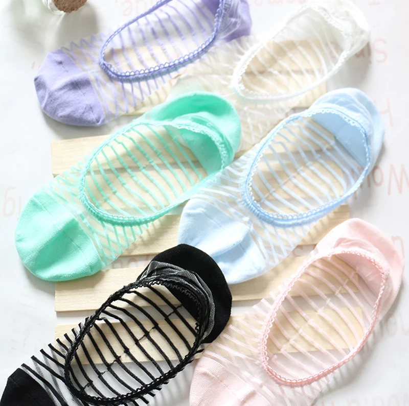 5 Pairs/Lot Woman Korean Thin Glass Invisible Boat Socks Ladies Stripe Crystal Sweet Light Mouth 6 Color Socks Slippers Girl Bas
5 Pairs/Lot Woman Korean Thin Glass Invisible Boat Socks Ladies Stripe Crystal Sweet Light Mouth 6 Color Socks Slippers Girl Bas