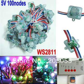 100pcs 12mm square WS2811 Digital Diffused Module RGB full color LED Pixel node string light Waterproof DC5V +SD Card controller
100pcs 12mm square WS2811 Digital Diffused Module RGB full color LED Pixel node string light Waterproof DC5V +SD Card controller