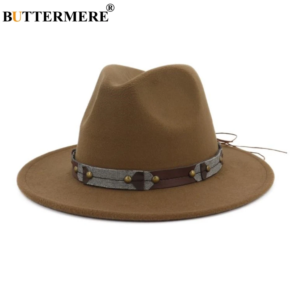 BUTTERMERE Women Fedora Hat Wool Felt Hat Khaki Female Spring Autumn Woolen Belt Decorate British Style Ladies Jazz Hat
BUTTERMERE Women Fedora Hat Wool Felt Hat Khaki Female Spring Autumn Woolen Belt Decorate British Style Ladies Jazz Hat
