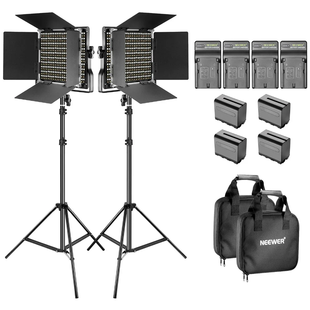 Neewer Bi-color LED 660 Video light and stand kit with battery charger for studio YouTube video recording durable metal frame
Neewer Bi-color LED 660 Video light and stand kit with battery charger for studio YouTube video recording durable metal frame