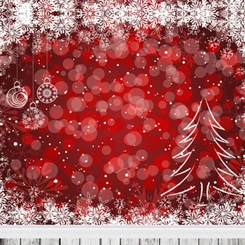 

Red Halo White Xmas Tree Snowflakes Merry Christmas Photography Backdrops Holiday Backgrounds for Photo Studio 150cm*200cm