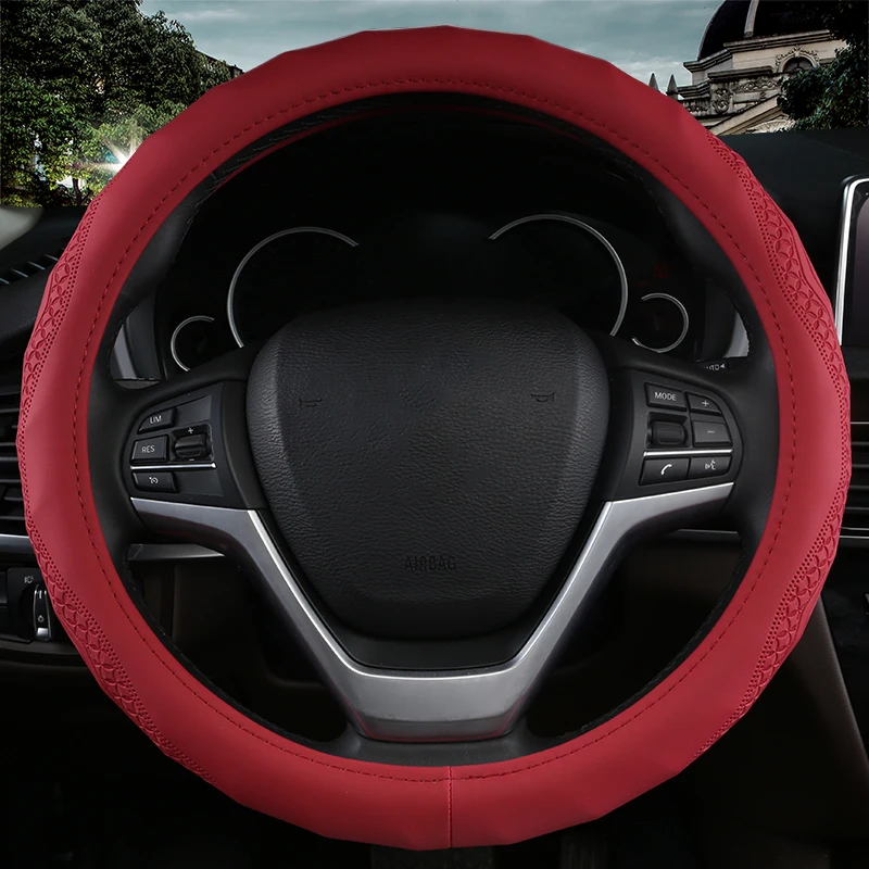 KKYSYELVA Black Car Sport Steering Wheel Cover Leather Auto Steering Covers Universal 38CM wheel covers Car Inter Accessories
KKYSYELVA Black Car Sport Steering Wheel Cover Leather Auto Steering Covers Universal 38CM wheel covers Car Inter Accessories