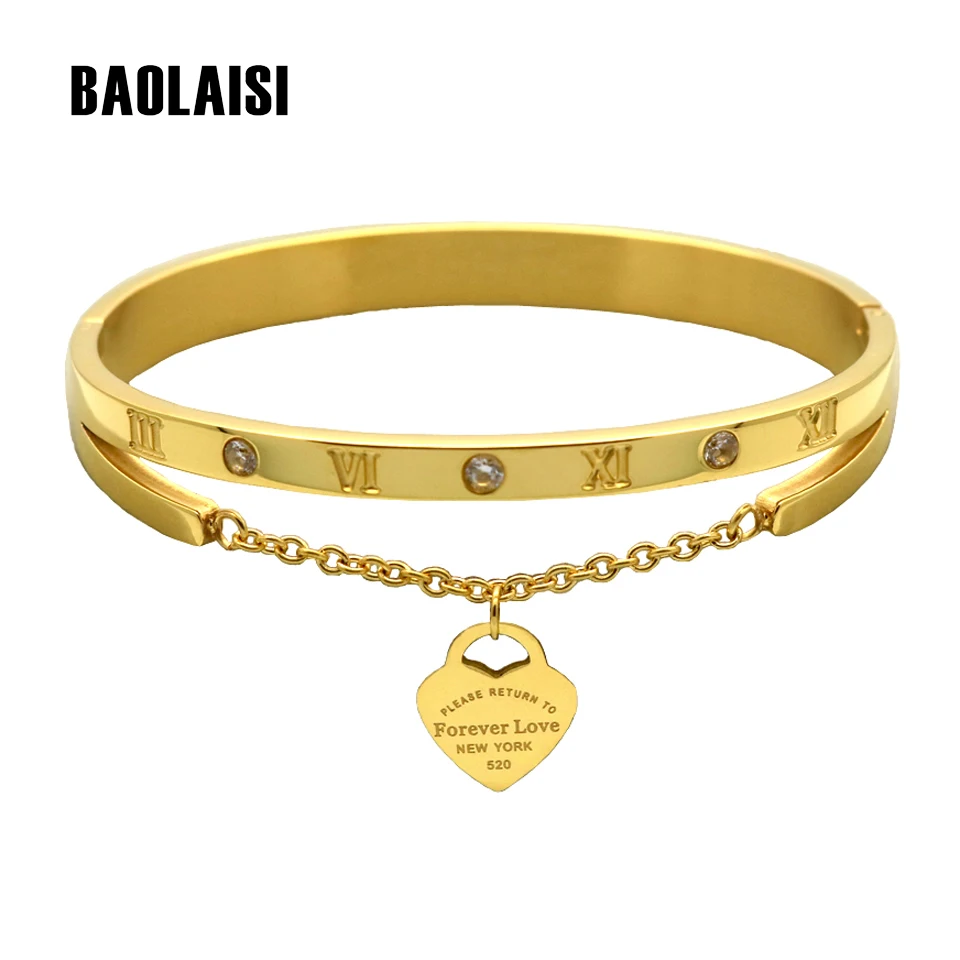 BAOLAISI Luxury Brand Forever Love Jewelry Pulseira Rose Gold Stainless Steel Bracelets& Bangles Female Heart Bracelet For Women
BAOLAISI Luxury Brand Forever Love Jewelry Pulseira Rose Gold Stainless Steel Bracelets& Bangles Female Heart Bracelet For Women