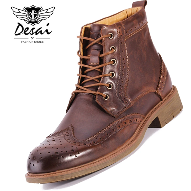 DESAI New Bullock Men's Boots Shoes Genuine Leather Shoes Man Casual High-top High Boots Lace-up Western Boots Round Toe Shoes
DESAI New Bullock Men's Boots Shoes Genuine Leather Shoes Man Casual High-top High Boots Lace-up Western Boots Round Toe Shoes
