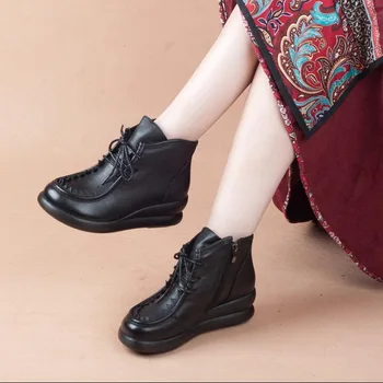 Women Platform Ankle Boots Round Toe Lace-Up Autumn Winter Shoes Woman Genuine Leather Boots Ladies wedge Boots
Women Platform Ankle Boots Round Toe Lace-Up Autumn Winter Shoes Woman Genuine Leather Boots Ladies wedge Boots