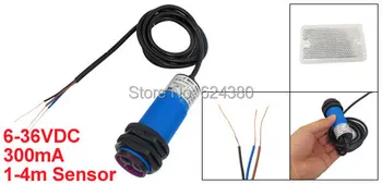 E30-R4NA Photoelectric Switch Photo Sensor Retroreflective Type 6-36V DC 300mA NPN NO 3-Wire 4M Detection Discount w Reflector
E30-R4NA Photoelectric Switch Photo Sensor Retroreflective Type 6-36V DC 300mA NPN NO 3-Wire 4M Detection Discount w Reflector