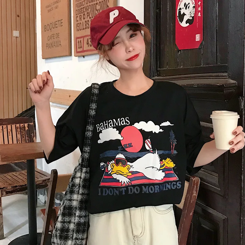 Short sleeve women t-shirt tops & tees girl 2019 New summer harajuku plus size loose Leisure kawaii Cartoon swan Bottoming shirt
Short sleeve women t-shirt tops & tees girl 2019 New summer harajuku plus size loose Leisure kawaii Cartoon swan Bottoming shirt