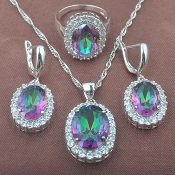 Silver Color Jewelry Set Occident Style Natura Rainbow Zircon Wedding Jewelry Necklace Pendant Earrings Ring TZ0576
Silver Color Jewelry Set Occident Style Natura Rainbow Zircon Wedding Jewelry Necklace Pendant Earrings Ring TZ0576