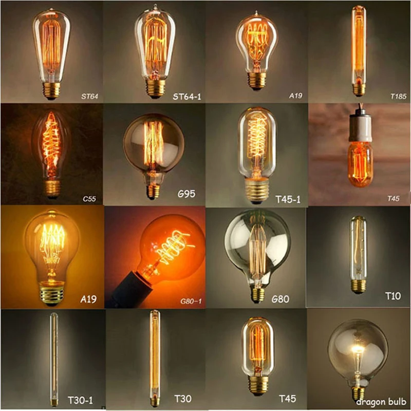 vintage Edison Light Bulbs Tungsten wire light source Pendant Lights 110V 220V E27/E26 Brass Lamp Holder Incandescent Bulbs
vintage Edison Light Bulbs Tungsten wire light source Pendant Lights 110V 220V E27/E26 Brass Lamp Holder Incandescent Bulbs