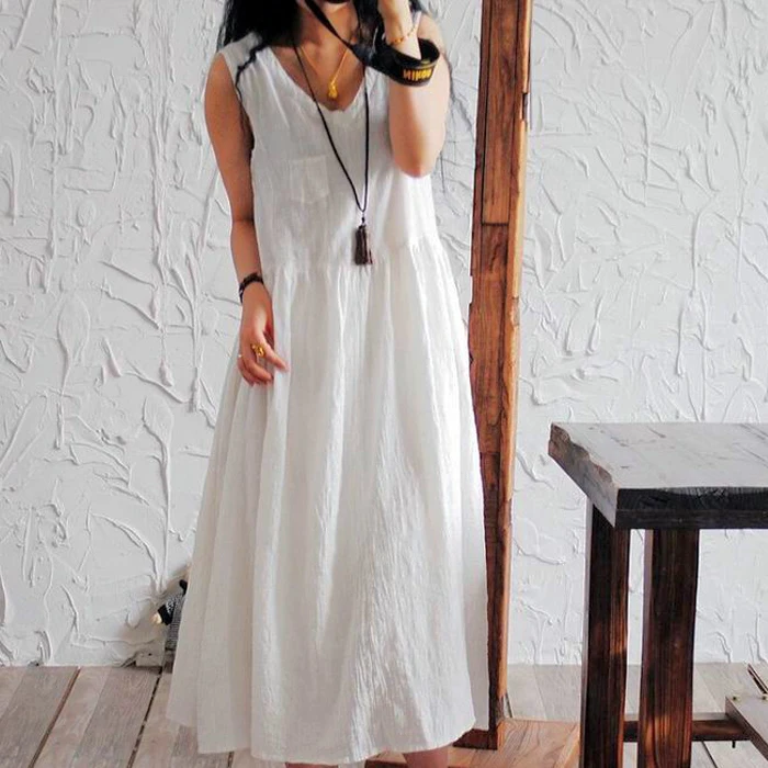 vestidos verano 2019 Simple and loose robe femme long dress v-neck cotton and linen dresses for women, summer tank dress
vestidos verano 2019 Simple and loose robe femme long dress v-neck cotton and linen dresses for women, summer tank dress