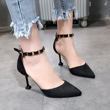 Vogue Sexy Women Sandals High Heels Metal Decoration Thin Heel Sandals Woman Flock Open Toe Ankle Strap Party Shoes Woman
Vogue Sexy Women Sandals High Heels Metal Decoration Thin Heel Sandals Woman Flock Open Toe Ankle Strap Party Shoes Woman