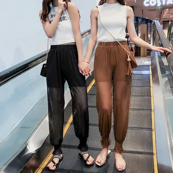 Casual Elastic High Waist Harem Pants Summer Women Loose Mesh Pants Female Trousers
Casual Elastic High Waist Harem Pants Summer Women Loose Mesh Pants Female Trousers