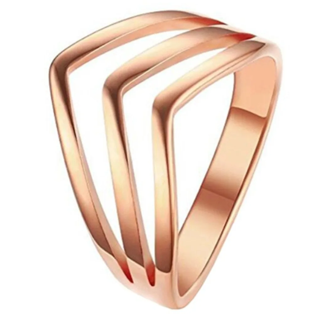 

Size 4-12 Stainless Steel Chevron Ring Promise Wedding Cocktail Party Statement Mother Daughter Wife Birthday Gifts