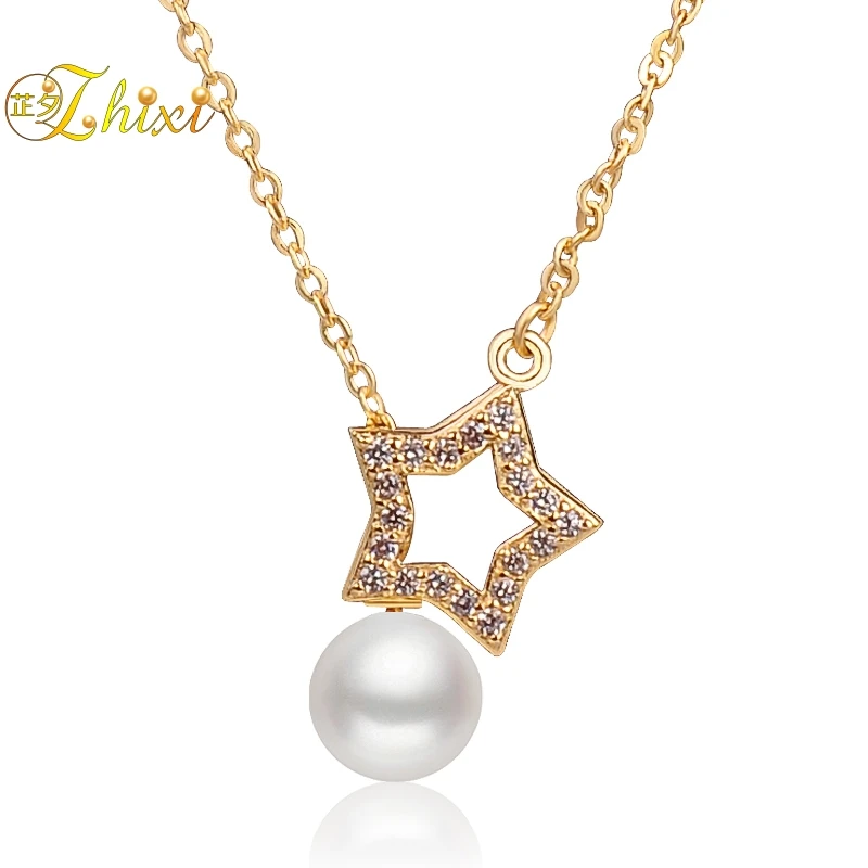 ZHIXI Pearl Pendant Necklace Chock Fine Jewelry Shining Individuality Trendy Freshwater Star Design 8-9MM D104
ZHIXI Pearl Pendant Necklace Chock Fine Jewelry Shining Individuality Trendy Freshwater Star Design 8-9MM D104