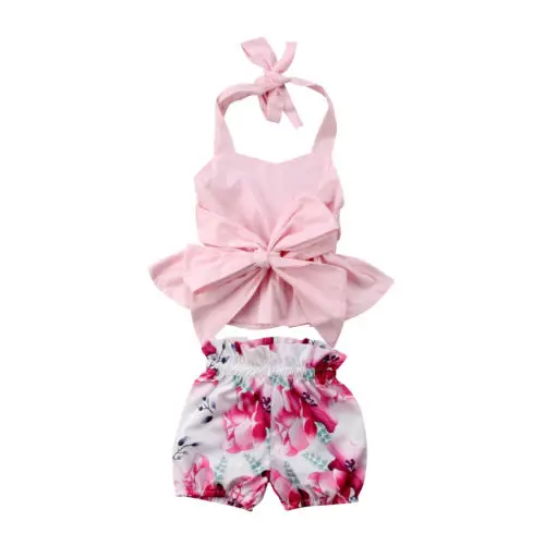 Baby Girls Bow-knot Tops T-shirt Vest Halter Floral Shorts 2pcs Cute Summer Clothes Newborn Kid Baby Girl Clothing 0-24M
Baby Girls Bow-knot Tops T-shirt Vest Halter Floral Shorts 2pcs Cute Summer Clothes Newborn Kid Baby Girl Clothing 0-24M