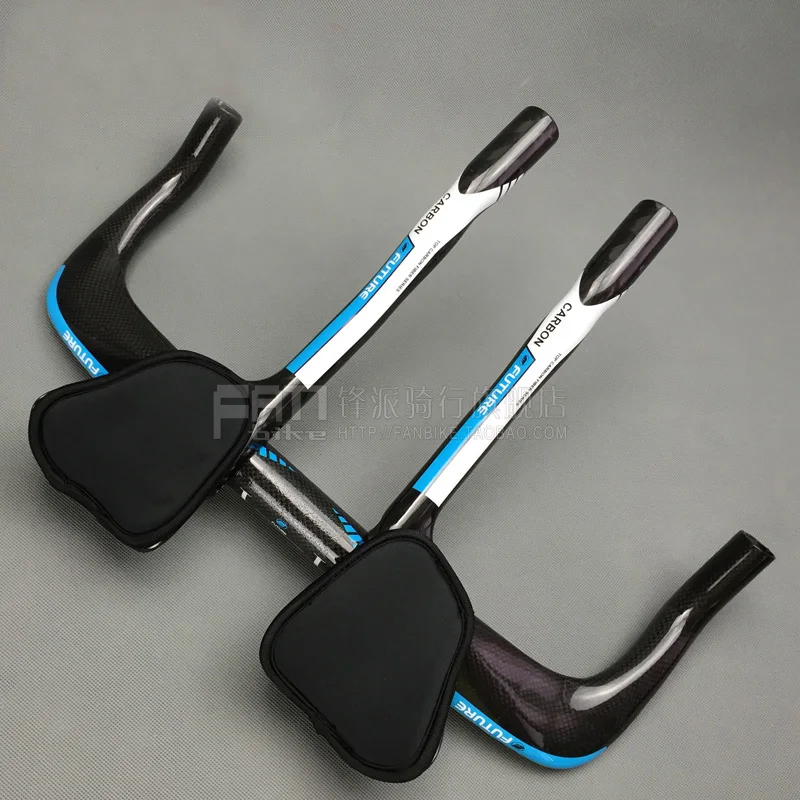 FUTURE brand from taiwan full carbon rest handlebar+ TT style handlebar =one set 31.8*400/420/440/460mm 3K finish blue color 
FUTURE brand from taiwan full carbon rest handlebar+ TT style handlebar =one set 31.8*400/420/440/460mm 3K finish blue color