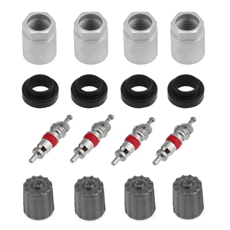 4 Sets Car Tire Pressure Sensor Rebuild TPMS Service Repair Kit with Nut Valve Cap Gasket Car Styling Accessories
4 Sets Car Tire Pressure Sensor Rebuild TPMS Service Repair Kit with Nut Valve Cap Gasket Car Styling Accessories