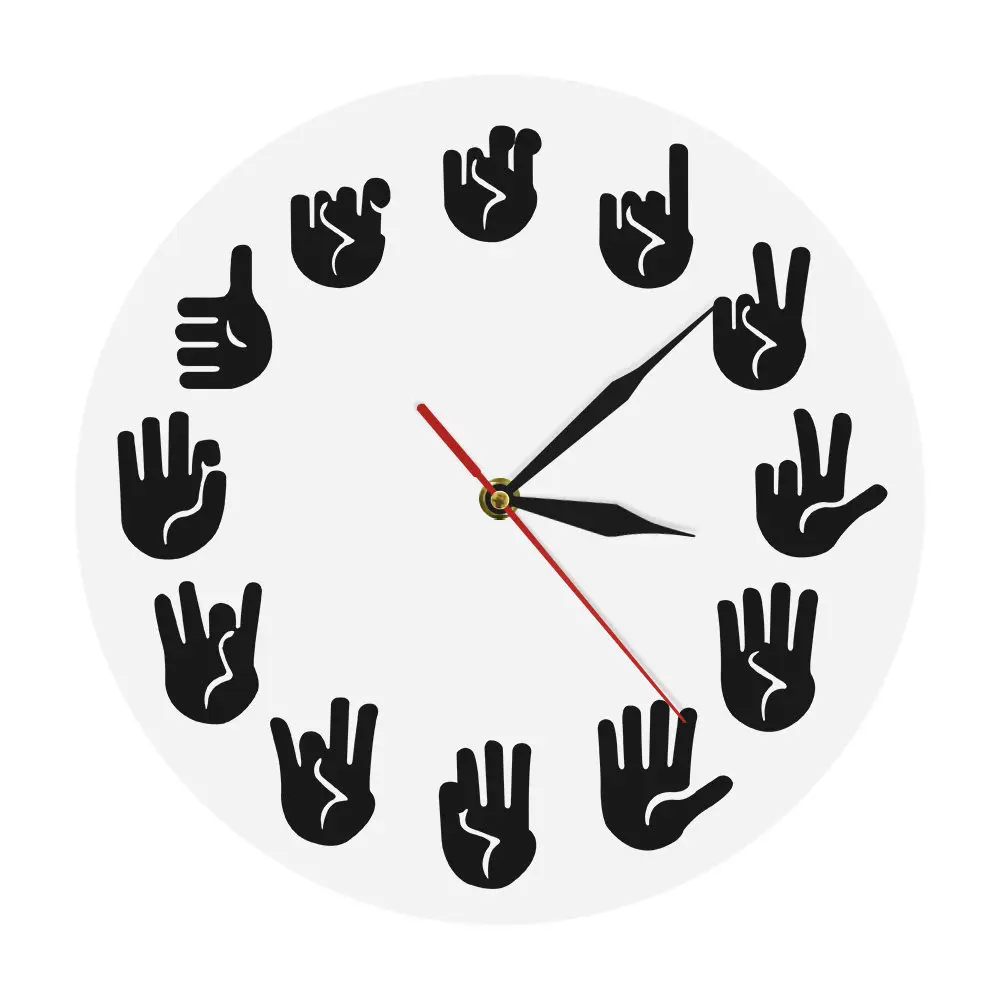 

American Sign Language Wall Clock ASL Gesture Modern Clock Watch Equivalents Of The Hours Made Exclusively For The Deaf-mute