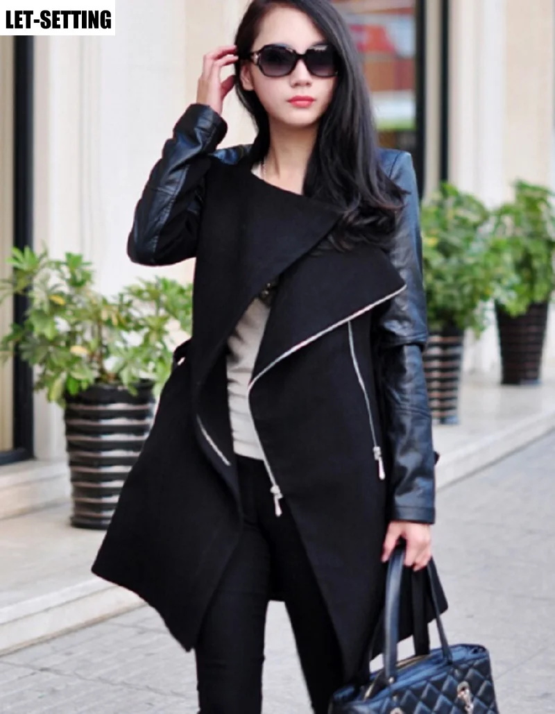 spring autumn winter long fashion patchwork jacket street spell leather sleeves woolen windbreaker PU leather sleeve coat
spring autumn winter long fashion patchwork jacket street spell leather sleeves woolen windbreaker PU leather sleeve coat