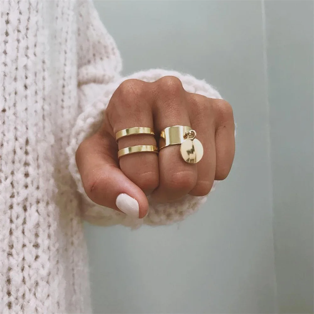 2 Pcs/set Women's Classic Geometry Punk Disc Geometric Gold Ring Set Bohemian Vintage Personality Jewelry Accessories
2 Pcs/set Women's Classic Geometry Punk Disc Geometric Gold Ring Set Bohemian Vintage Personality Jewelry Accessories