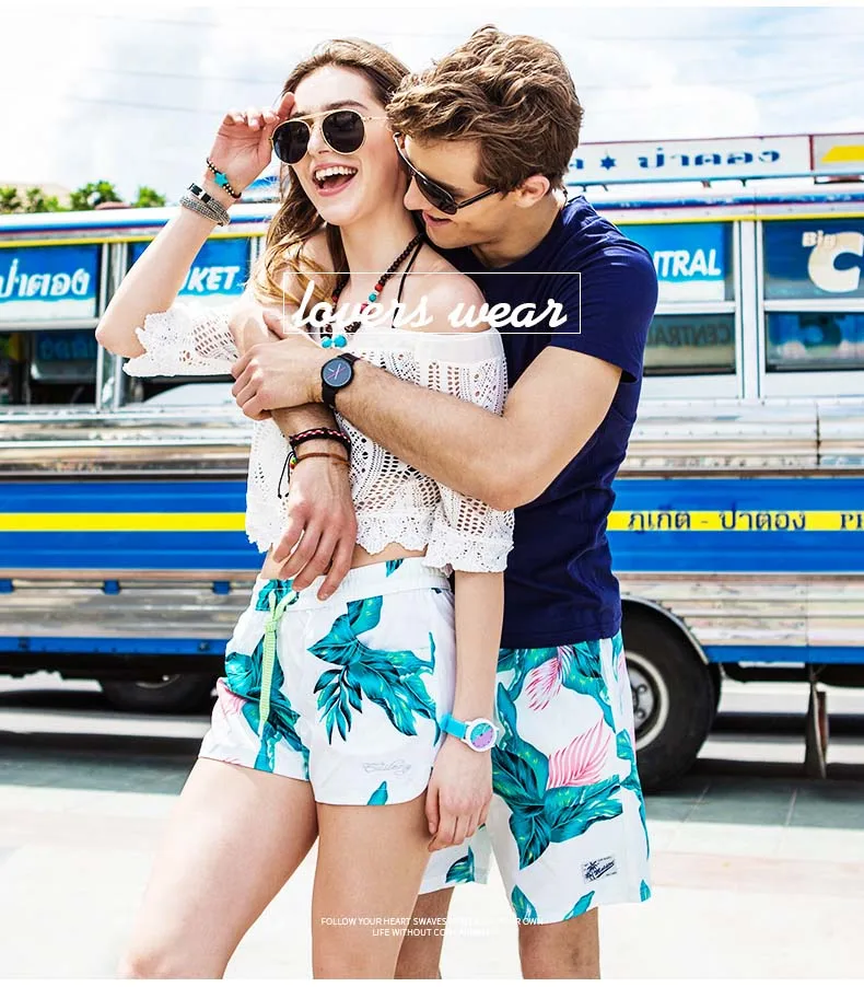 Gailang couples beach surf praia bermudas siwmming trunks men swimsuits sweat print flowers travel holiday plavk elastic joggers 5