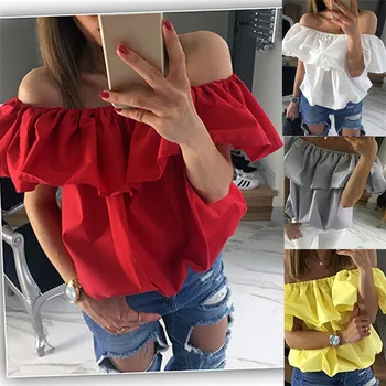 2019 New Fashion Women Ladies Ruffles Off Shoulder Shirts Girls Casual Solid Cute Summer Blouses Shirts Tops
2019 New Fashion Women Ladies Ruffles Off Shoulder Shirts Girls Casual Solid Cute Summer Blouses Shirts Tops