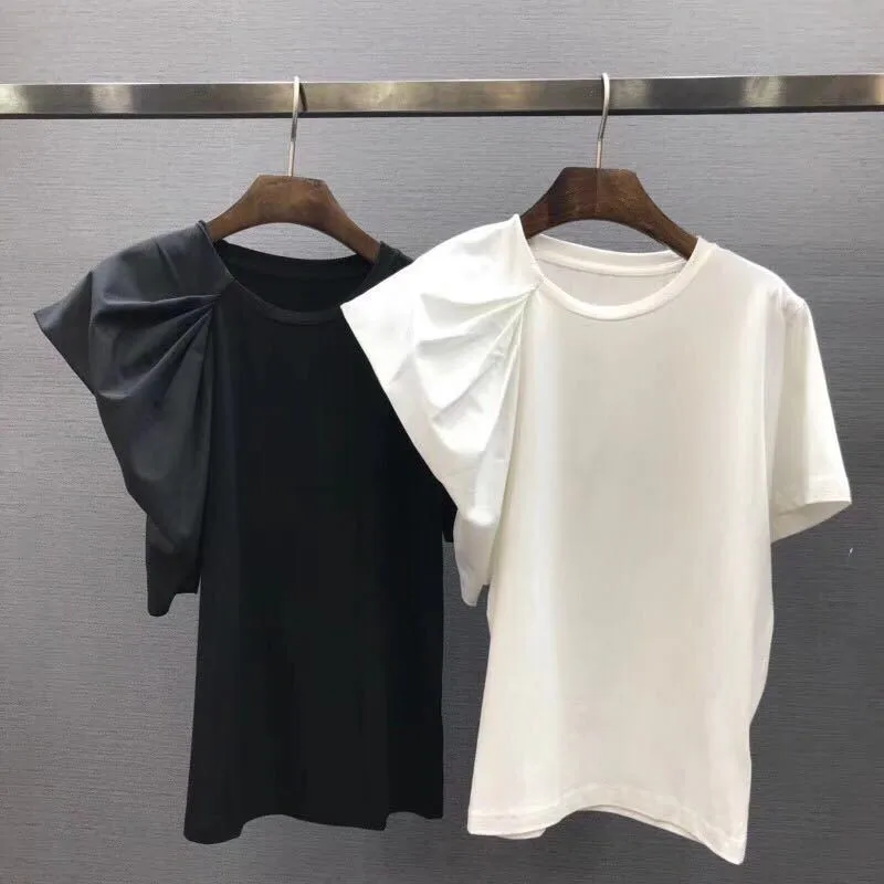 Korean 2019 Summer Ruffles T-Shirts Elegant Women T-Shirts Butterfly Sleeve Cotton High Street Short Solid O-Neck T-Shirts
Korean 2019 Summer Ruffles T-Shirts Elegant Women T-Shirts Butterfly Sleeve Cotton High Street Short Solid O-Neck T-Shirts