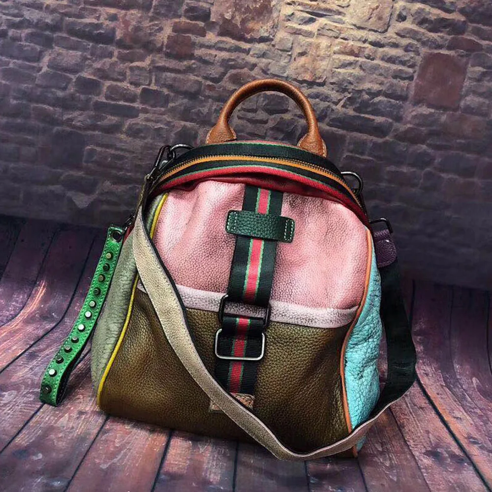 Women Backpack Genuine Leather Patchwork Backpacks European and American Style Cow Leather Colorful Bag for Women Mochila 2019
Women Backpack Genuine Leather Patchwork Backpacks European and American Style Cow Leather Colorful Bag for Women Mochila 2019