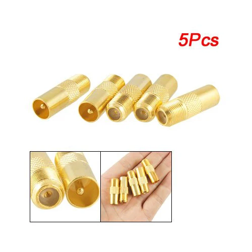 

Promotion! 5PCS Coaxial Coax RF Adapter Connectors TV PAL Male Plug to "F" Female M/F