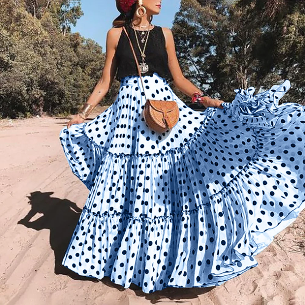 LITTHING 2019 Fashion Women Polka Dot Print Maxi Tiered Skirts High Waist Summer Long Pleated Skirt Sexy Beach Party Bottoms
LITTHING 2019 Fashion Women Polka Dot Print Maxi Tiered Skirts High Waist Summer Long Pleated Skirt Sexy Beach Party Bottoms